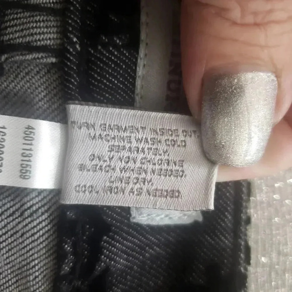 Chico's Black Jeans w/Velvet Rose Pattern - Picture 6 of 7